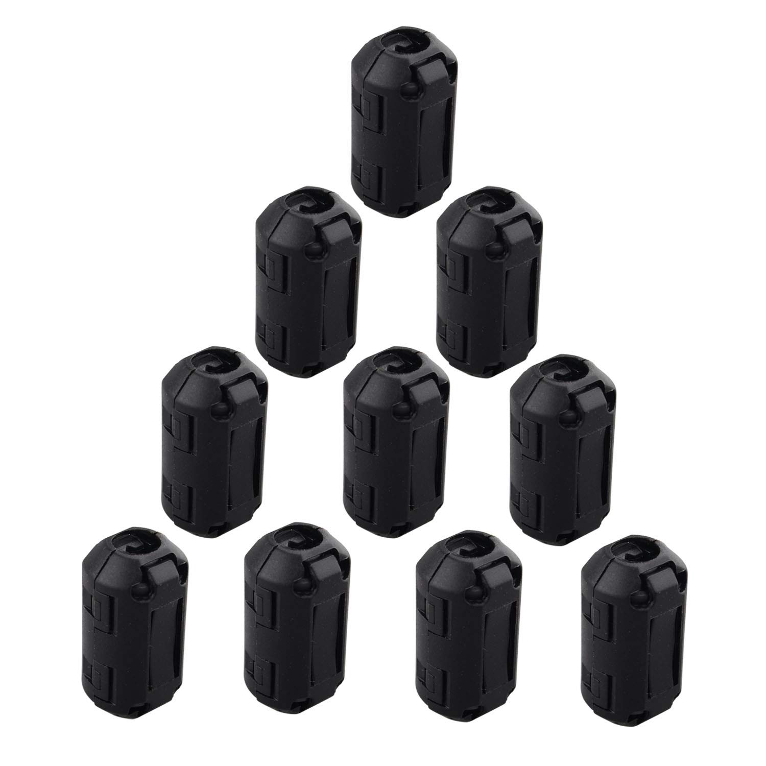 Futheda 10pcs Clip on Ferrite Ring Core Anti-interference High-frequency Filter RFI EMI Noise Suppressor with 7mm Inner Diameter Ferrite Cable Clip Black