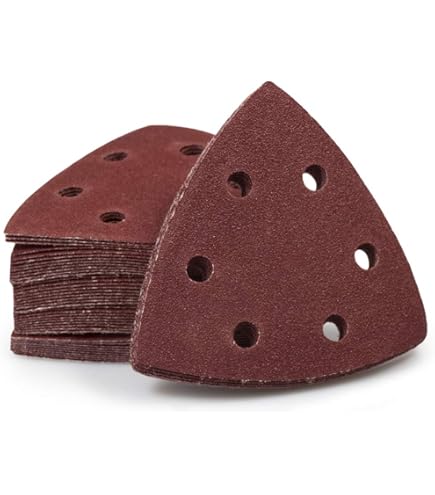 Kozelo 30-Pack Mouse Sander Sandpaper - 120 Grit, 3-1/8" Triangle Hook & Loop Pads For Detail Sanding (Aluminum Oxide)