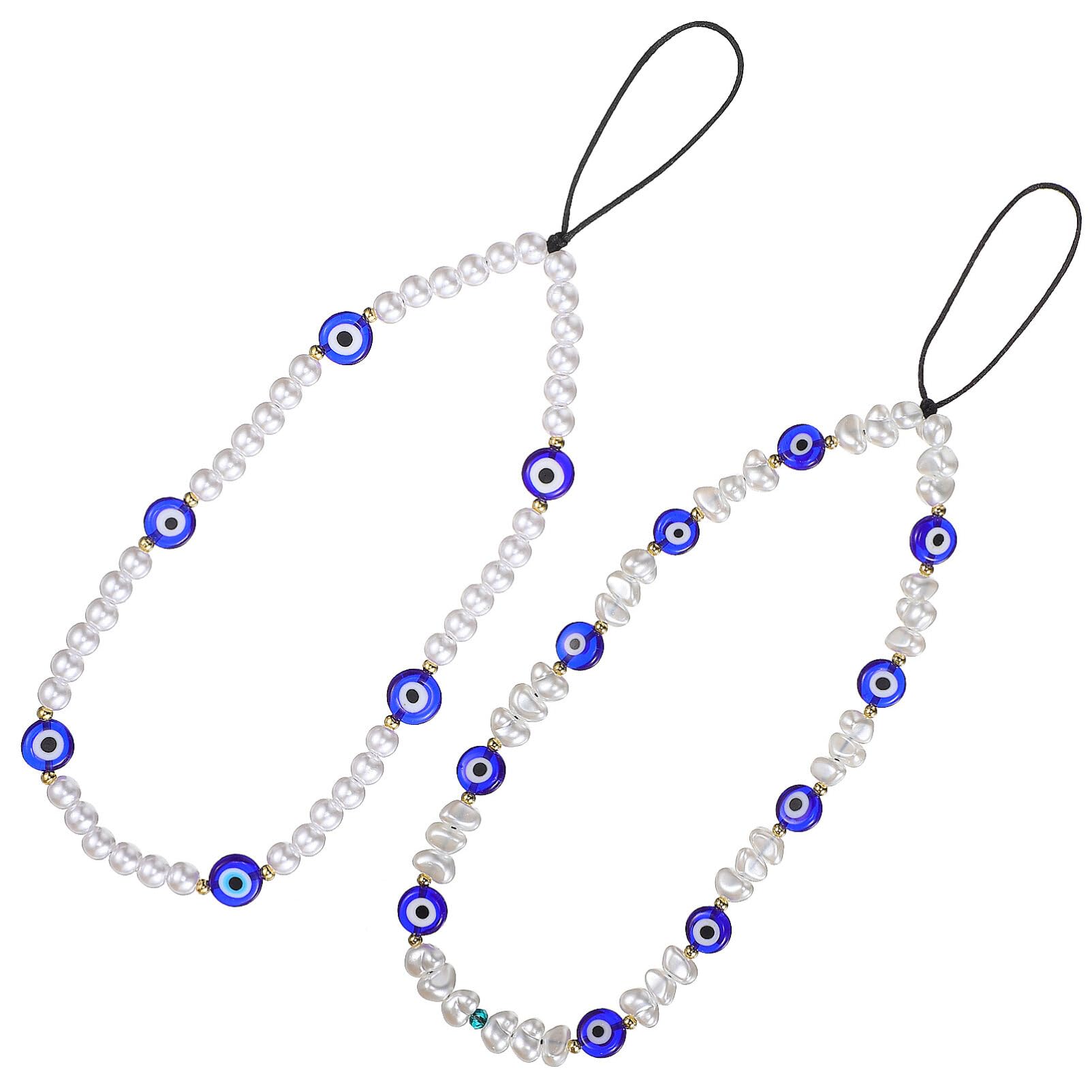 PartyKindom 2pcs Evil Eye Beaded Phone Lanyard Mobile Phone Wrist Strap for Keychain Bag Decoration Stylish Cellphone Hanging Pendant Cute Accessory for Everyday Use