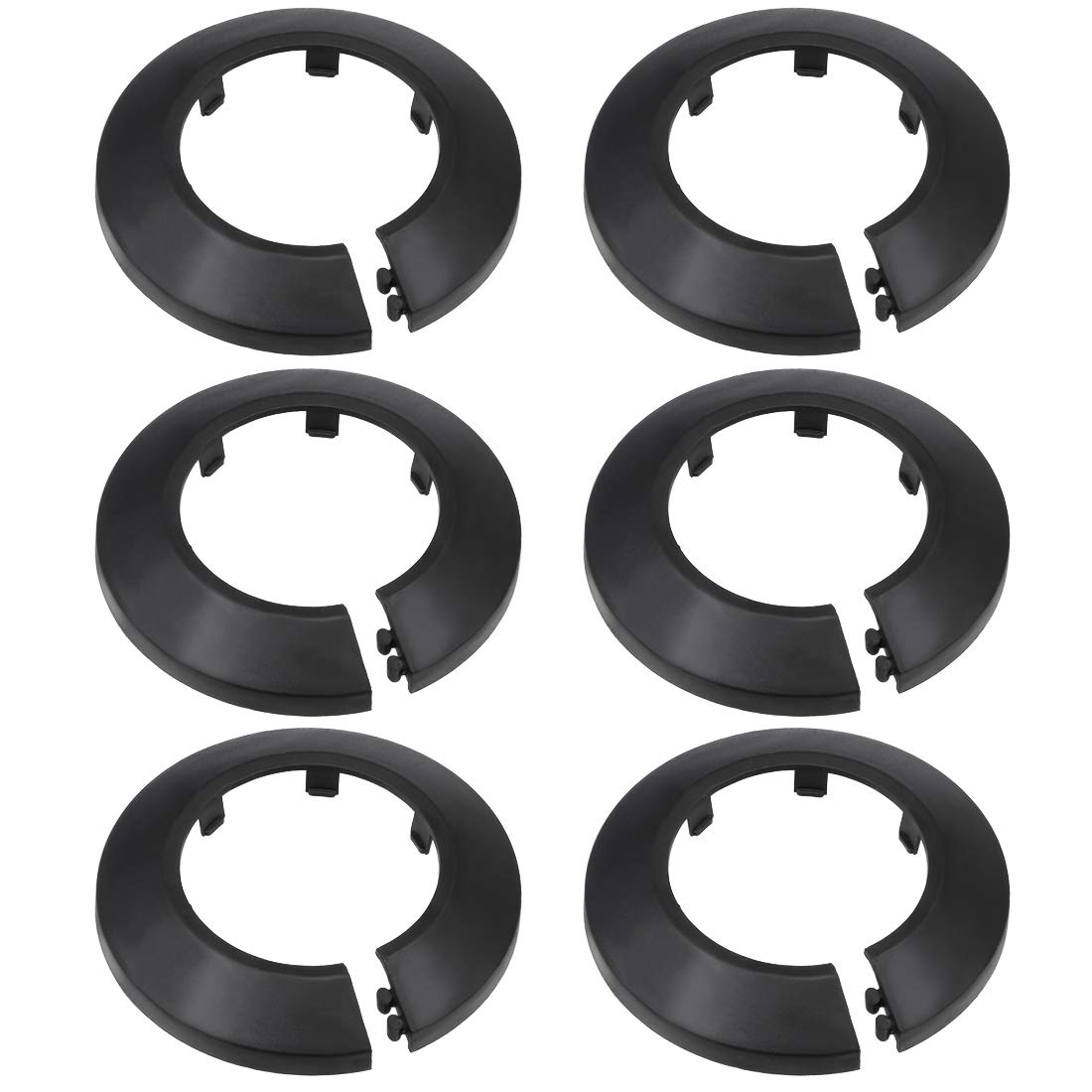 sourcing map 50-51mm Pipe Cover Decoration PP Plastic Water Pipe Escutcheon Black 6pcs