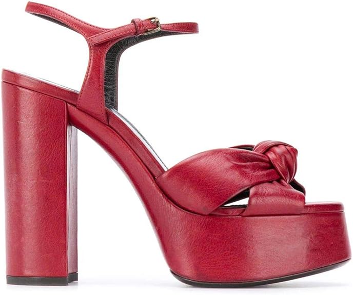 Saint Laurent Mode De Luxe Femme 60671300j006808 Rouge Cuir Sandales Automne Hiver 20 Saint Laurent Amazon Fr Chaussures Et Sacs