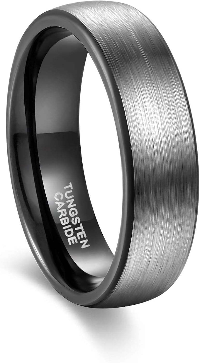 Greenpod 6mm Tungsten Wedding Rings Band For Men Women Silver Black Blue Rose Gold Two Tone Engagement Rings Comfort Fit Size 4 15 Amazon Com