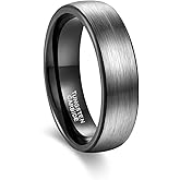 Greenpod 6mm Tungsten Wedding Rings Band for Men Women Silver/Black Two Tone Engagement Rings Comfort Fit Size 6-13