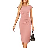 GRACE KARIN Women's Wear to Work Dresses 2026 Cap Sleeve Sheath Bodycon Midi Dress Ruched Business Office Pencil Dress