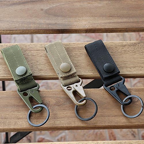 XTACER Tactical Molle Key Ring Gear Keeper Snap Secure Belt Keychain (Black)