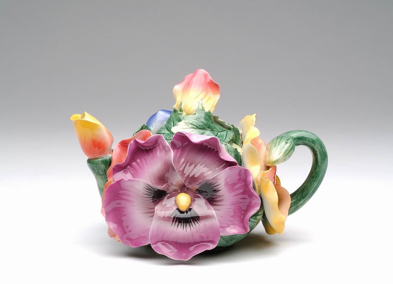 Ceramic Pansy Teapot 5" H Teapots