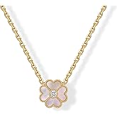 PAVOI 14K Gold Plated Clover Necklaces for Women - Lucky Four Leaf Clover Necklace Pendant - Trendy Flower Black Onyx Gemstone Mother of Pearl Jewelry Gifts