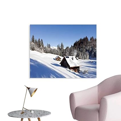 Amazon Com J Chief Sky Winter Custom Prints Poster Log Cabins In