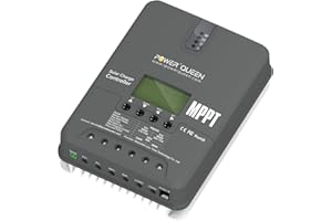 Power Queen 12V/24V 30 Amp MPPT Solar Charge Controller with Adjustable LCD Display, Solar Panel Regulator, Default for LiFePO4 Batteries and Compatibility with Other Battery Types for RV and Off-Grid