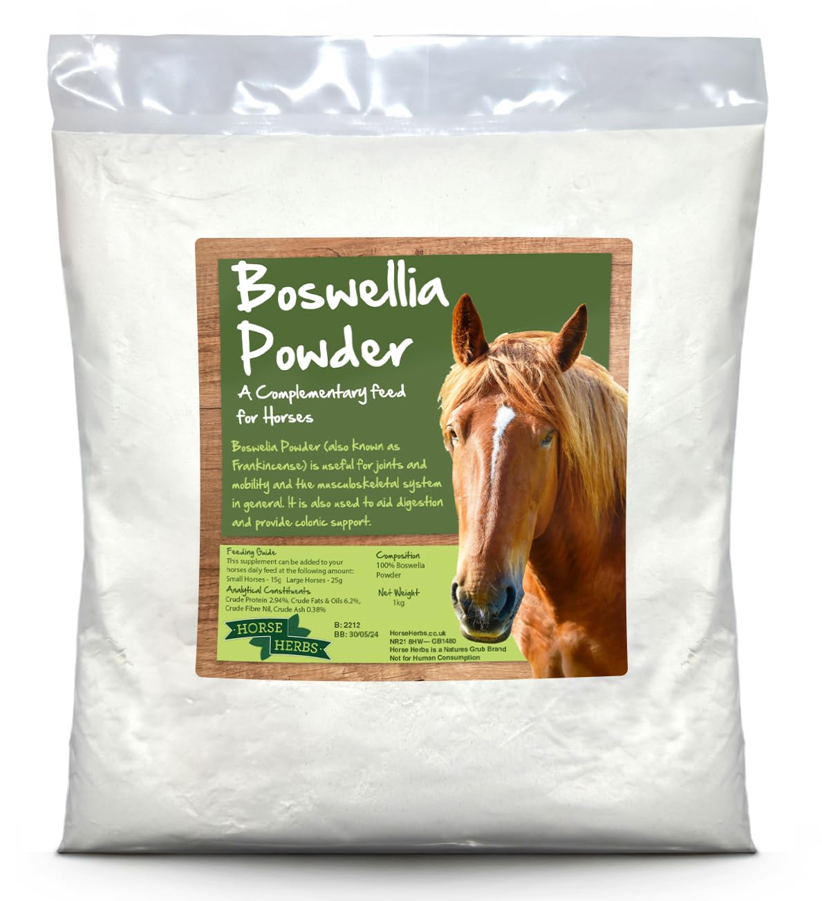 Horse Herbs Boswellia Serrata Powder 1kg Bag | Natural Pain Relief for Horses & Ponies, Frankincense Powder Supplement, Equine Care