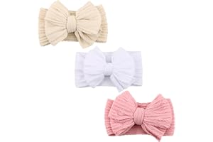 BQUBO Handmade Baby Headbands Soft & Stretchy Hair Bands with Bows Nylon Bows Hairbands for Girls Newborn Infant Toddlers Hai