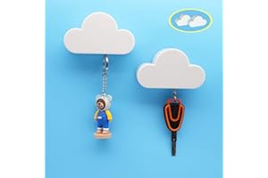 Meyerascal 2PCS White Cloud Magnetic Key Holder for Wall, Strong Magnetic to Securely Hang Multiple Keys and Keychain, Novelty Cute Home Decorations, Easy to Install and Convenient to Use.(2 White)