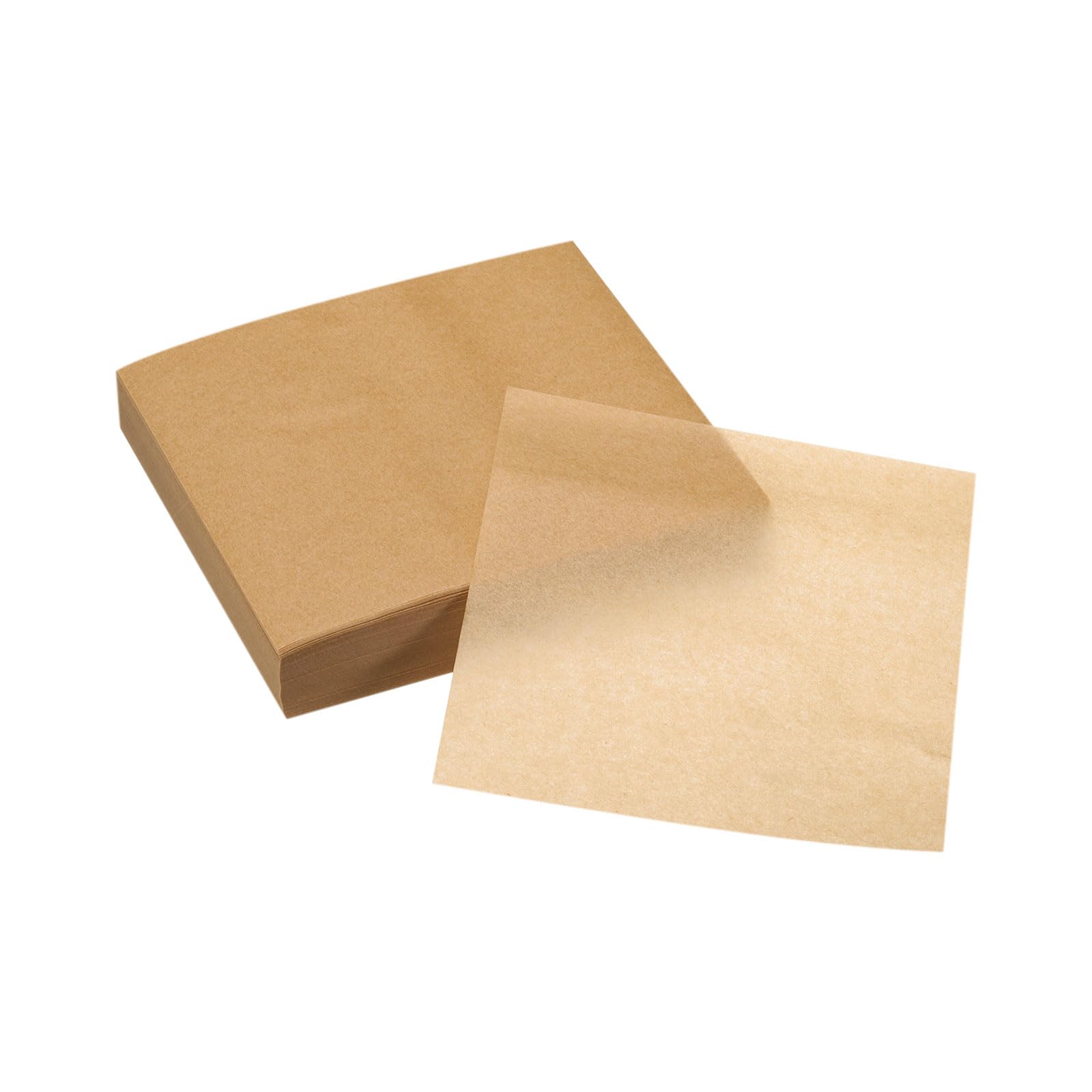 uxcell 500Pcs Air Fryer Parchment Paper, 4-1/2 Inch Square Air Fryer Liner, Non-Stick Steamer Liners for Oven, Microwave, Steaming Basket, Brown