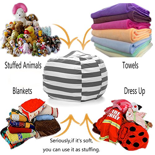 DR Bean Bag Stuffed Animal Storage - Extra Large Size Bean Bag Chair for Kids Organization Animal Toys (Gray, 23inch)