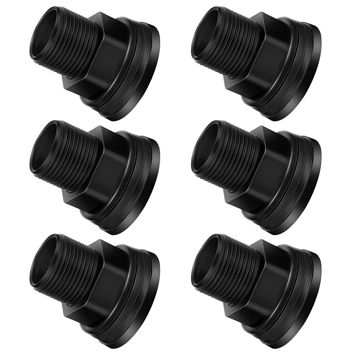 WANGCL 6PCS PVC Bulkhead Fitting Double Threaded Bulkhead Water Tank Connector 3/4 Inch Male 1/2 Inch Female for Rain Barrels Aquariums Water Tanks Tubs Pools Spigot