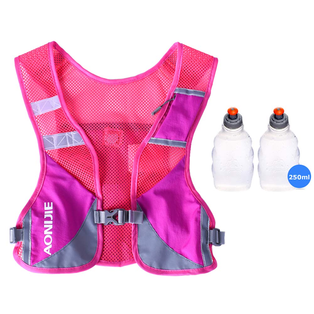Photo 1 of AONIJIE Marathon Running Vest Pack Water Hydration Backpack Outdoor Sport Bag Cycling Camping Climbing Rucksack (Rose red+2pcs 250ml Bottles)