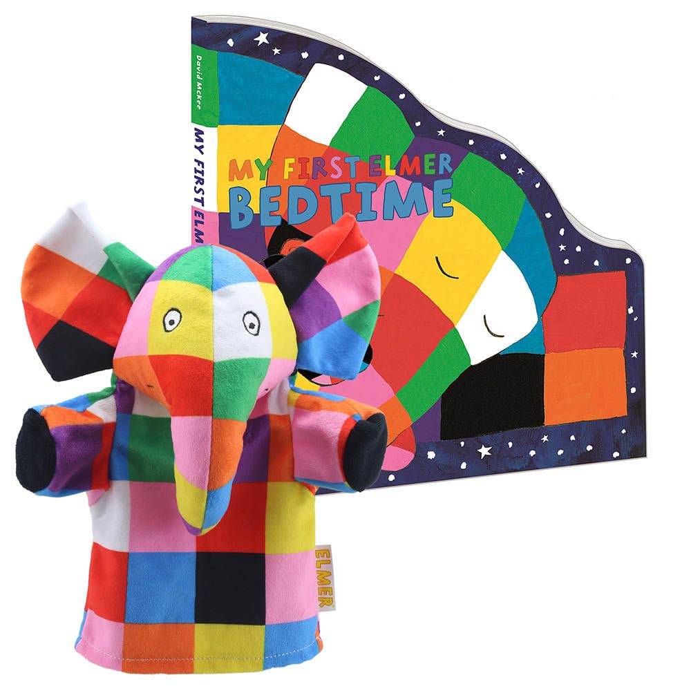 Books and Puppets:Elmer Bedtime inc Finger & My First Puppet