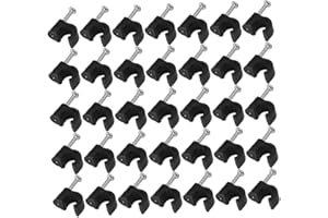 SECFOU 400pcs Black Cable Clips with Steel Nails Round Wire Clamps for Electrical Ethernet Tv and USB Cable