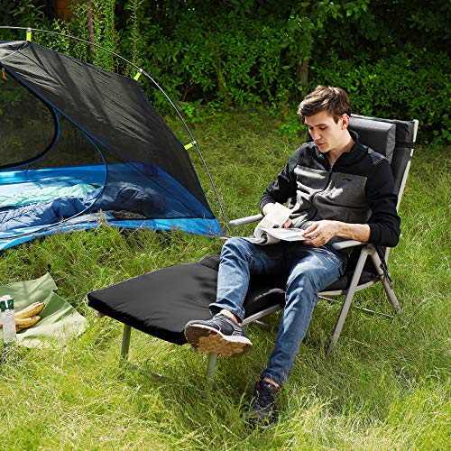 SONGMICS Liegestuhl, Sonnenliege mit 6 cm Dicker Matratze, aus Aluminium, rutschfest, atmungsaktiv, neigbar, maximale Belastung 150 kg, schwarz, GCB24BK – Bild 3