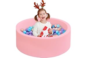 IAGBIBUI Baby Ball Pit for Toddlers, 35.4"x 11.8" Foam Ball Pit for Kids, Soft Round Ball Pool for Baby, Indoor and Outdoor Playpen, Ideal Gift for Children, Pink, (Balls not Included)