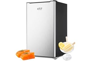 KRIB BLING Compact Upright Freezer 3.0 Cu.ft Removable Shelves Mini Freezer Low Energy Single Door Refrigeratorfor for Bedroom, Office, Kitchen, Apartment, Dorm，Silver