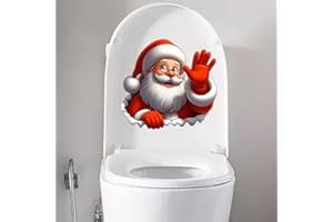 Nouiroy Santa Waving Hands Decal Christmas Toilet Seat Lid Stickers,Self-Adhesive Santa Toilet Seat Decals Removable Waterproof Toilet Sticker Christmas Decor (Waving Hands Santa)