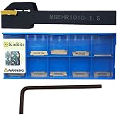 KinRite 12pcs 3/8&rdquo; Grooving Tool Holder MGEHR1010-1.5 with MGMN150 Grooving Insert Cut Off Parting Tools Turning Insert Carbide Insert for Steel Grooving Width 0.06" (3/8" Groovinng Holder + MGMN150)