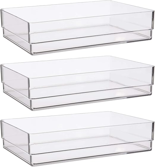 Amazon Com Clear Plastic Drawer Organizers 9 X 6 X 2 L Set Of 3 Office Products