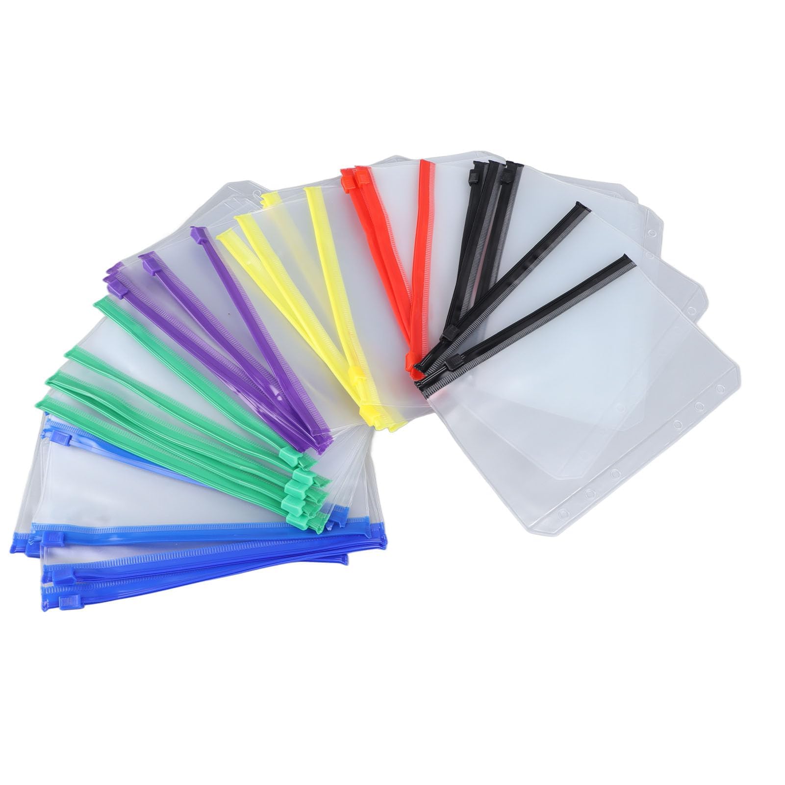 31Pcs Document Folder Bag Zip Wallets A6 Size Multicolor Zip Plastic Envelopes for School Office Travel Receipts Storage