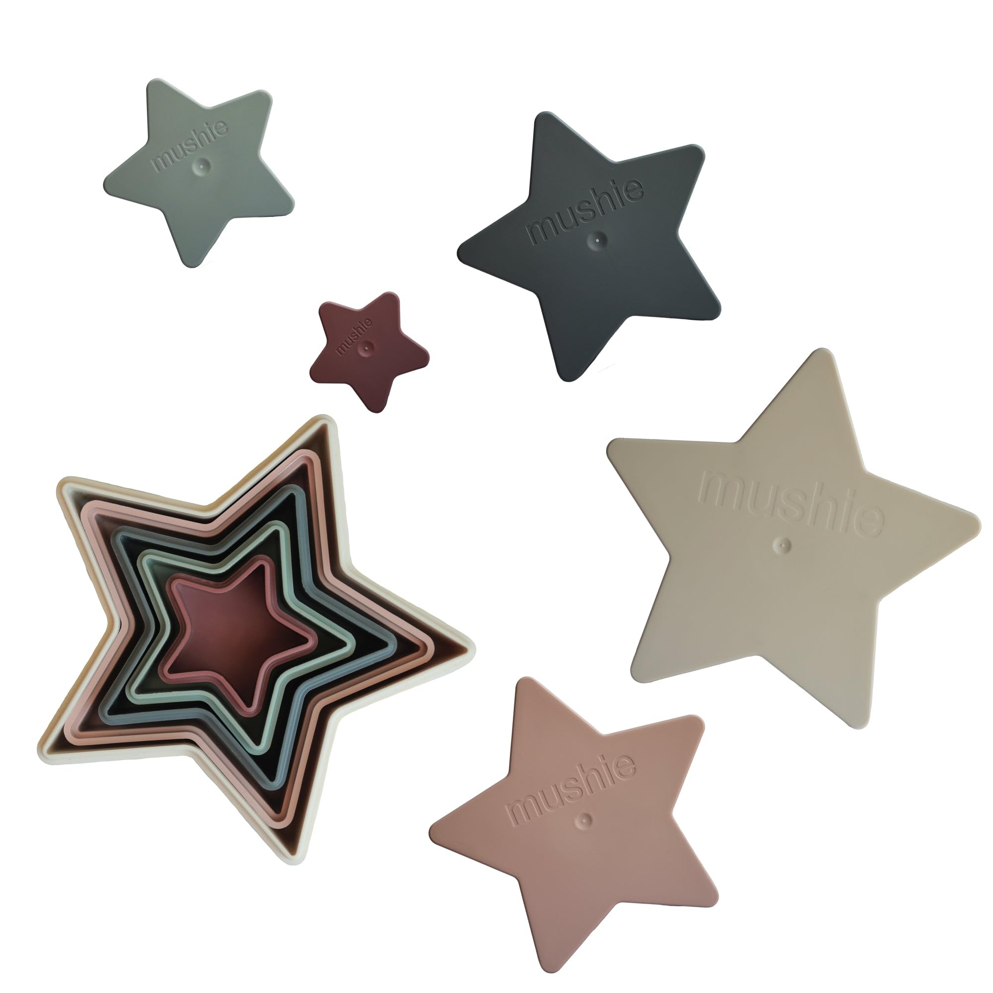 Mushie Nesting Star Stackable Toy | Develops hand-eye Coordination | Fun & Creativity for Children | Material: Polypropylene, Made in Denmark