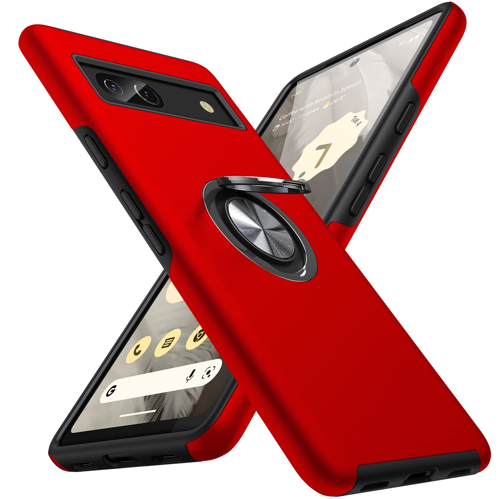 AOUIA for Google Pixel 7A Case, Pixel 7A Case with 360° Magnetic Kickstand Ring, Military Grade Drop Protection, Soft and Slim Shockproof Protective Cover for Google Pixel 7A, Red — image 1