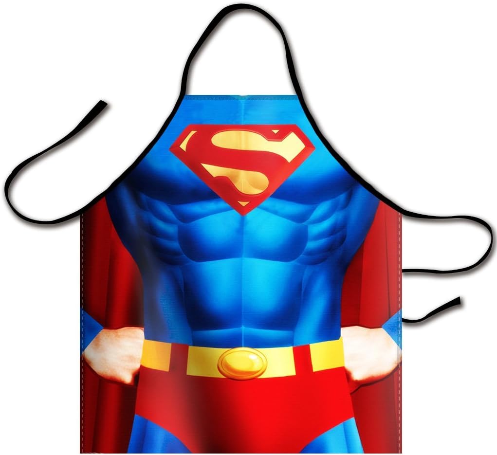 Kaylin Adjustable Men's Funny & Sexy Superhero Superman Underwear In Red Logo Bib Apron Canvas Chef Apron Cooking Apron Professional Apron
