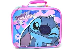 Bioworld Kids Insulated Lunch Bag with Handle – Stitch Rectangle Design – Reusable Soft Cooler Lunch Box for Boys & Girls, Sc