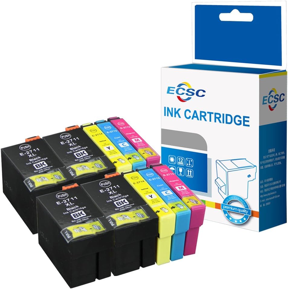 ECSC Compatible Ink Cartridge Replacement for Epson WorkForce WF-3620 WF-3620DWF WF-3640DTWF WF-7110DTW WF-7210DTW WF-7610DWF WF-7620DTWF WF-7620TWF WF-7710DWF (BK/C/M/Y, 10-Pack)