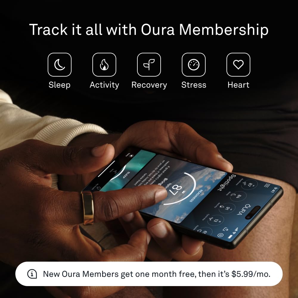 Oura Ring Gen3 Horizon - Rose Gold - Size 6 - Smart Ring - Size First with Oura Ring Gen3 Sizing Kit - Sleep Tracking Wearable - Heart Rate - Fitness Tracker - 5-7 Days Battery Life