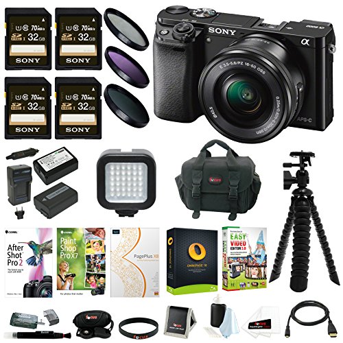 Sony-Alpha-a6000-Mirrorless-Camera-w-16-50mm-Lens-Four-32GB-SD-Card-Bundle