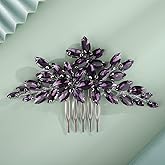 Lenjicons Flower Rhinestone Hair Comb Teardrop Rhinestone Wedding Headpiece Handmade Crystal Bridal Hair Comb Wedding Hair Accessories for Women (purple)