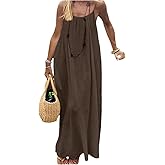 SHENHE Women's Open Back Spaghetti Strap Beach Maxi Dress Loose Flowy Vacation Sundress