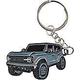LAINLOY Bronco Car Keychain, Car Fob Cover Cool Mods Accessories, 4-Door Auto Key Fob Holder Compatible with Bronco 2021 2022 2023 (Gray)
