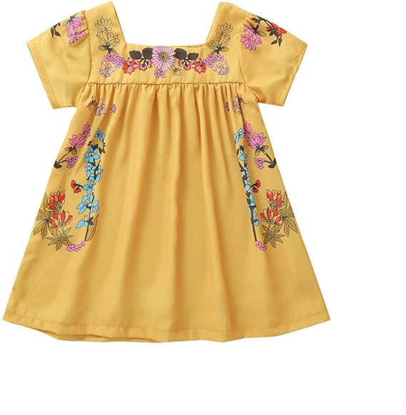 Amazon Co Jp ワンピース 子供 女の子 花柄 ドレス ベビ 服 新生児 可愛い お宮参り ガールズワンピース 子供服 夏 半袖 発表会 ドレス フォマール 赤ちゃん服 カジュアル キッズ ワンピース 韓国 ベビ プリンセスドレス フリル 入園式 黄 服 ファッション小物
