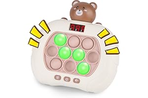 Balramjuy Pop It Game Fidget Toys for Kids Adults,6 Modes Fast Push Game,Light Up Handheld Stress Relief Toy,Quick Push Bubble Game,Birthday Gifts for Age 3-12 Year Old Boy Girl Teen （Bear）