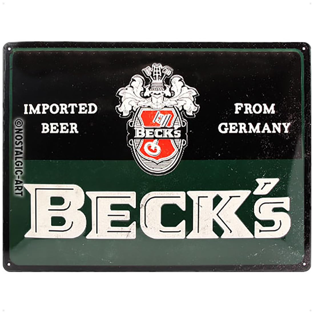 Nostalgic-Art Retro Tin Sign – Beck's – Imported Beer – Gift idea for bar decoration, Metal Plaque, Vintage design for wall decoration, 30 x 40 cm
