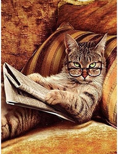 5D DIY Diamond Painting, Leyorie Rhinestone Embroidery Reading Cat Full Square Diamond Home Decor Hot