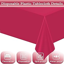 WNINK 4 Pack Bright Red Plastic Tablecloth
