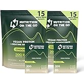 Nutrition On The Go Vegan Protein Powder Packets with Creatine – 20g Plant Proteins + 5g Creatine – Single-Serve Travel Protein Powder – All-Natural, Gluten-Free – Chocolate – (30-Pack)