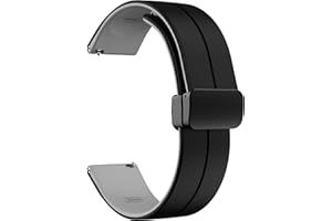LYSMVIVI Magnetic Watch Band 22mm 20mm 19mm 18mm 16mm With Quick Release Soft Silicone Sport Watch Band for Men Women, Magnetic Silicone Replacement Strap