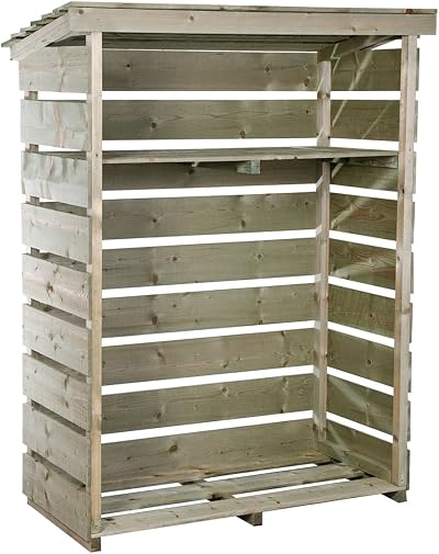 Charles Bentley FSC Wooden Log Store, Heavy Duty Firewood Storage, 152x119cm