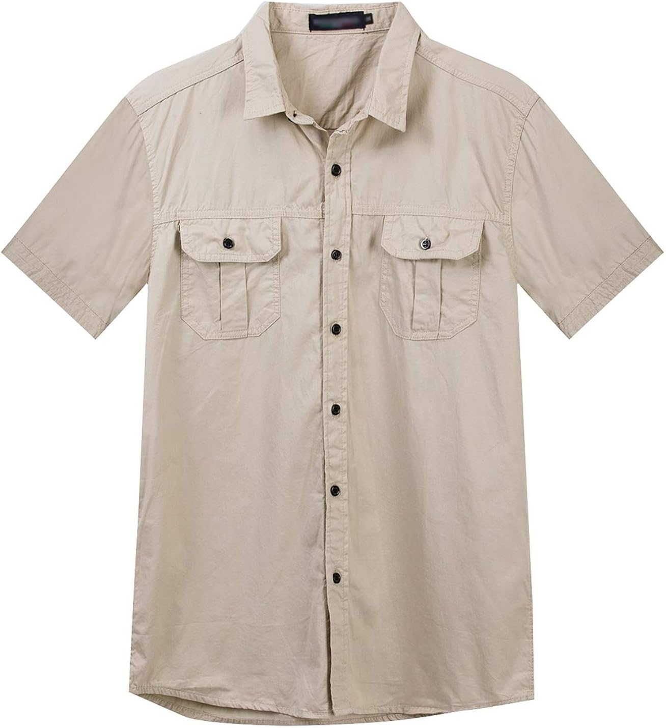 IKIIO Men's Regular Fit ButtonDown Work Shirt Casual Short Sleeve