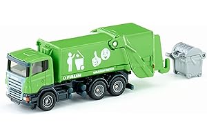 Siku 1890, Bin Lorry, 1:87, Metal/Plastic, Green, Tiltable Collecting Area, Large Accessory Waste bin