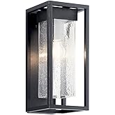 Kichler Lighting Mercer 16 inch 1 Light Outdoor Wall Light with Clear Seeded Glass in Black Finish